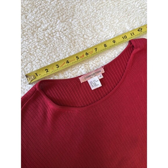 Composition New York Women’s Red Top 100% Silk Size Medium - Picture 5 of 6